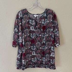 Women’s Maurice’s Plus Size Semi Sheer Floral Top with attached Cami, 2X